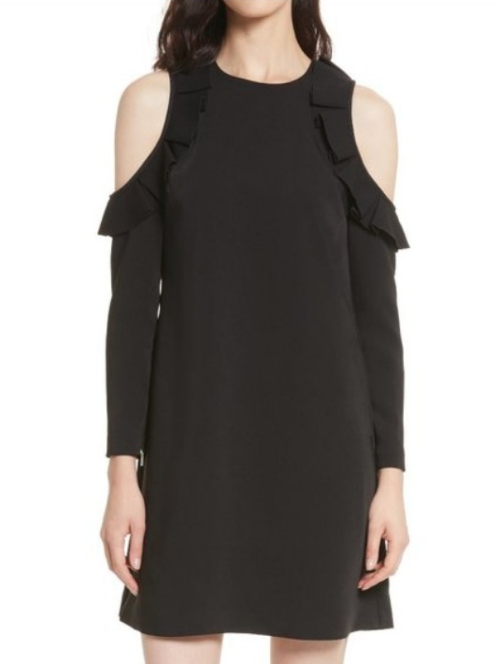 Ted Baker Black Cold-Shoulder Ruffle Frill Dress Size 2